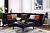 Фото углового элемента и подлокотника синего углового дивана Бристоль