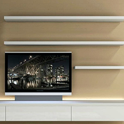 Набор полок серого цвета под телевизор