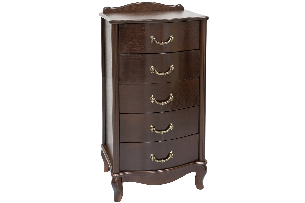 Фото узкого комода Джульетта с 5 выдвижными ящиками в декоре Орех