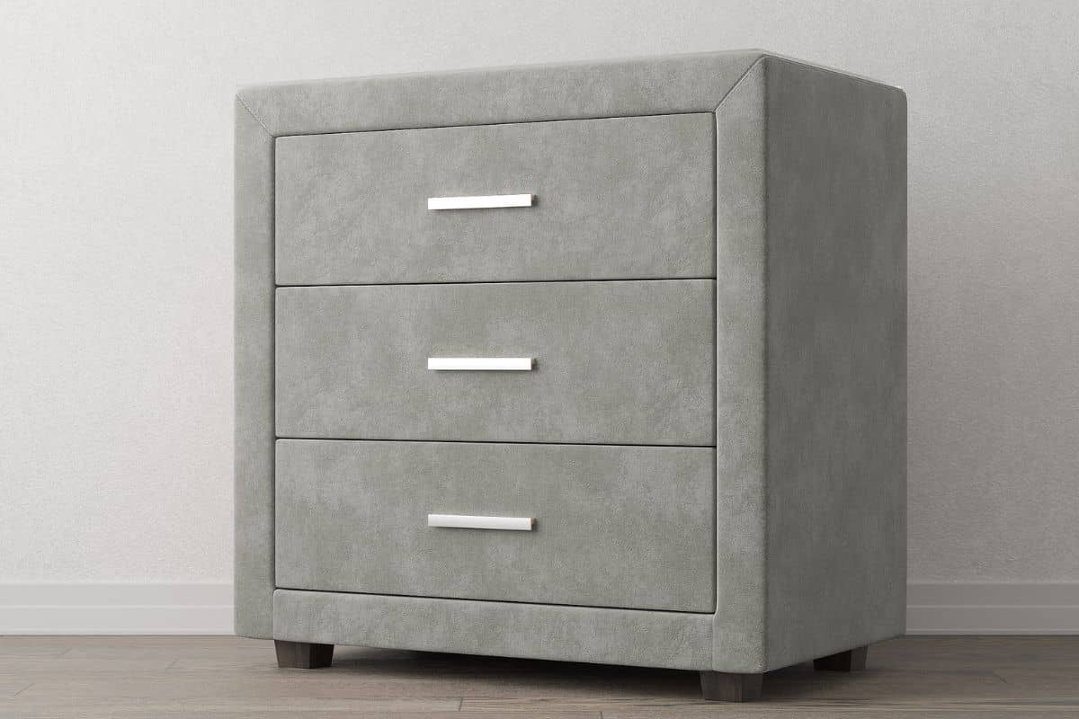 Комод Сонум серого цвета с 3 ящиками для спальни