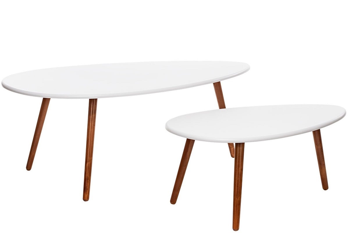 Пара разноразмерных журнальных столиков Twins с яйцеобразной столешницей