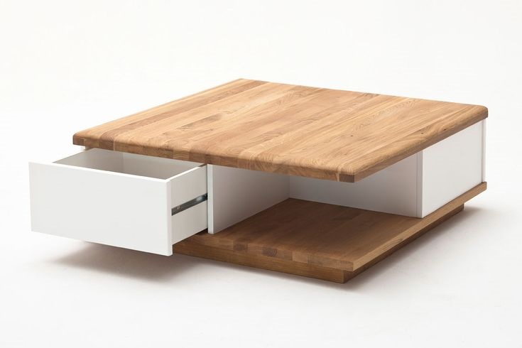 Дубовый журнальный столик Браво с ящиками из ЛДСП