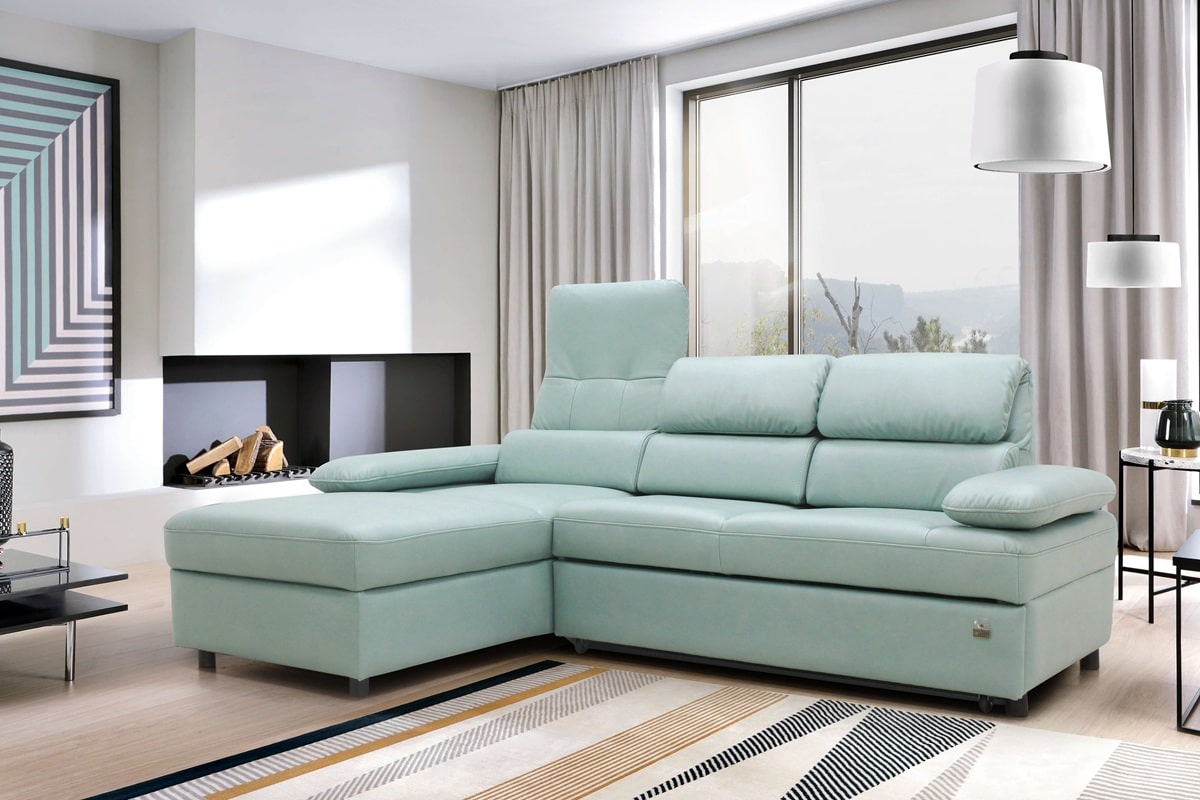 Современный угловой диван кровать Лотос в интерьере гостиной