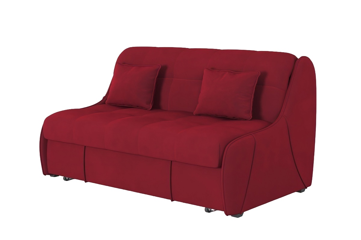 Красный диван аккордеон Рио с декоративными подушками в комплекте