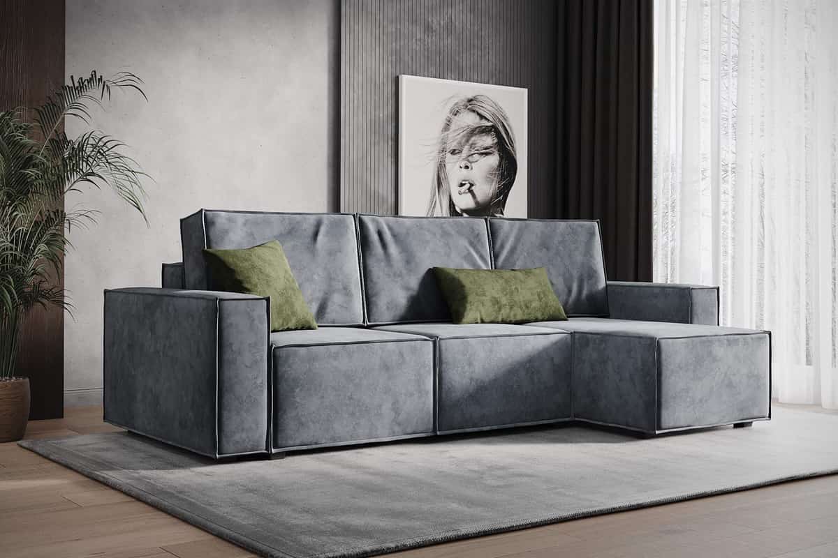 Угловой диван с оттоманкой — фото в интерьере гостиной