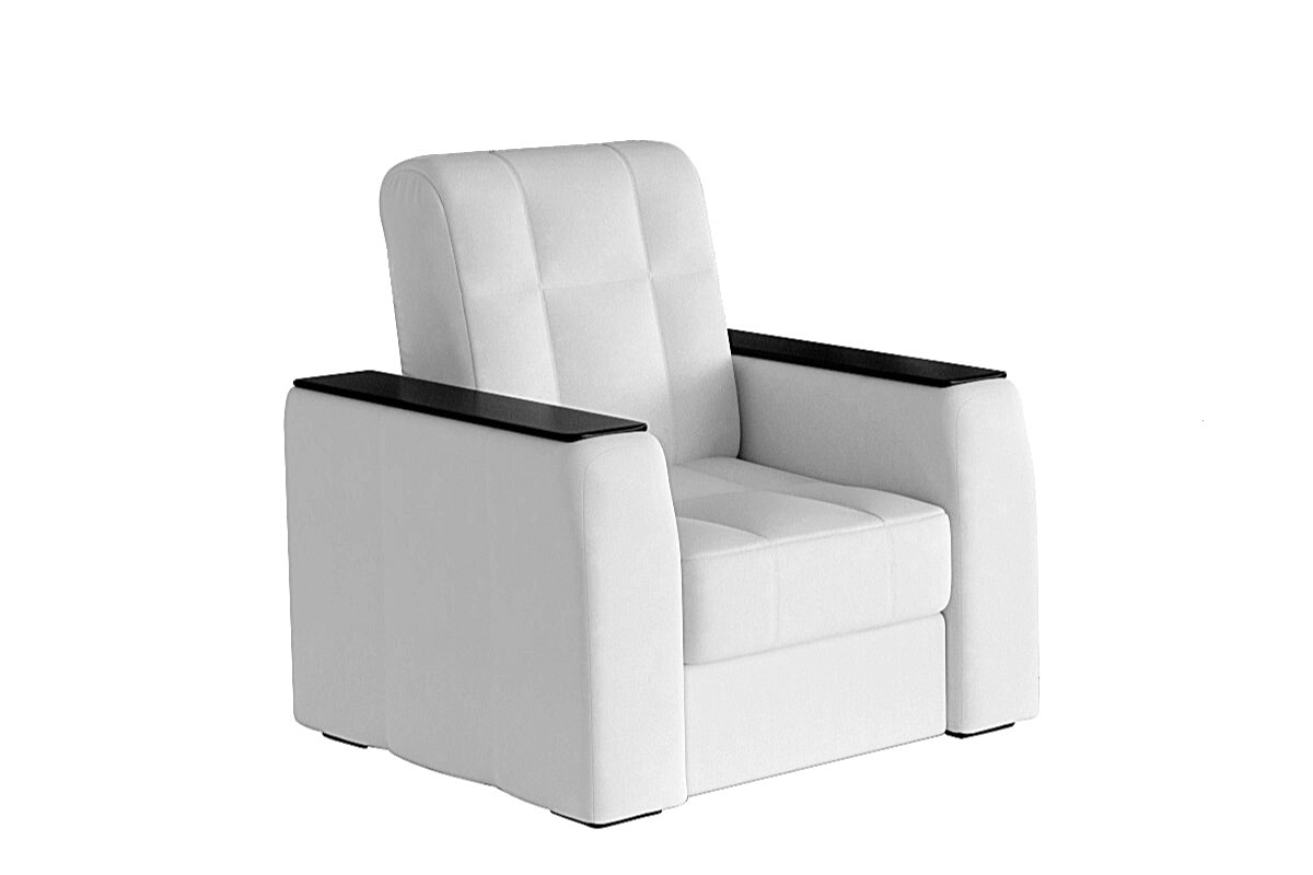 Белое кресло для отдыха Регин с накладками цвета Венге на подлокотниках