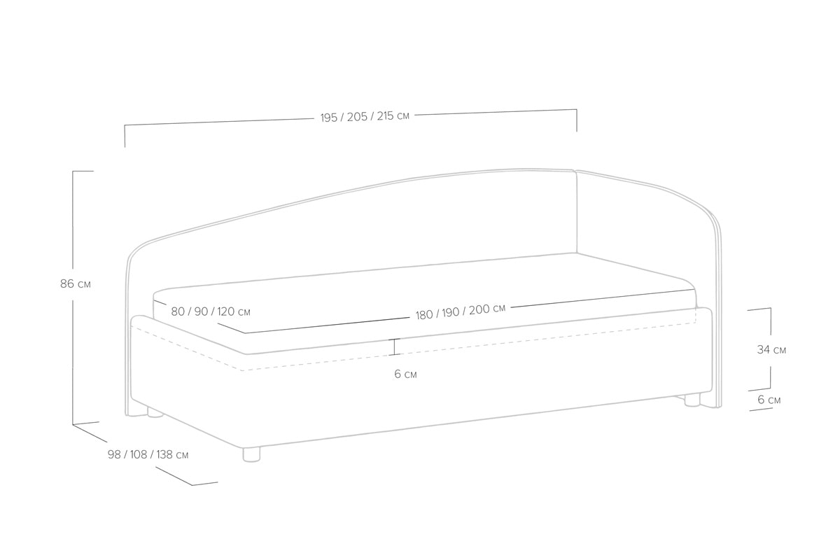 Схема размеров кровати Паола
