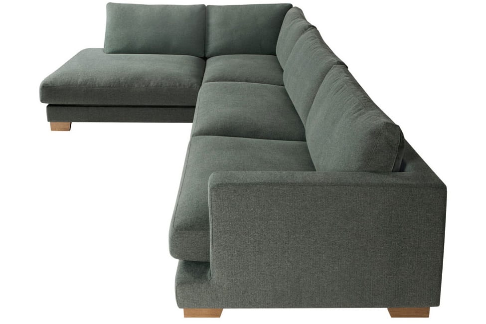 Вид серого углового дивана Плимут сбоку