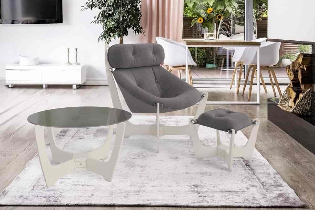 Комплект кресла для дома Комфорт Undici и мягкого пуфа с журнальным столиком