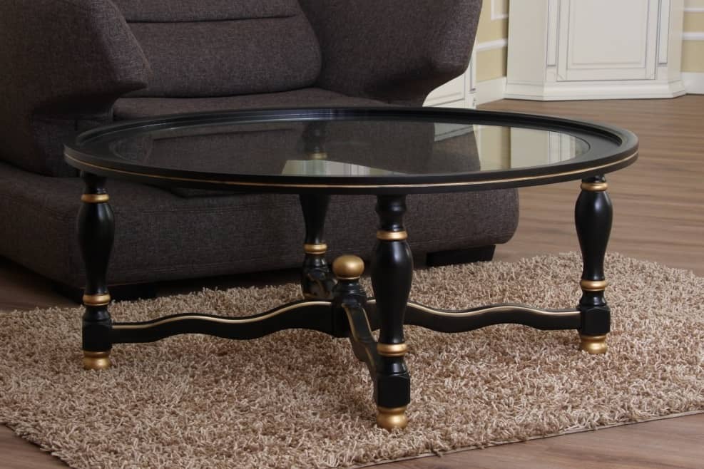 Круглый чёрный журнальный стол Хилтон