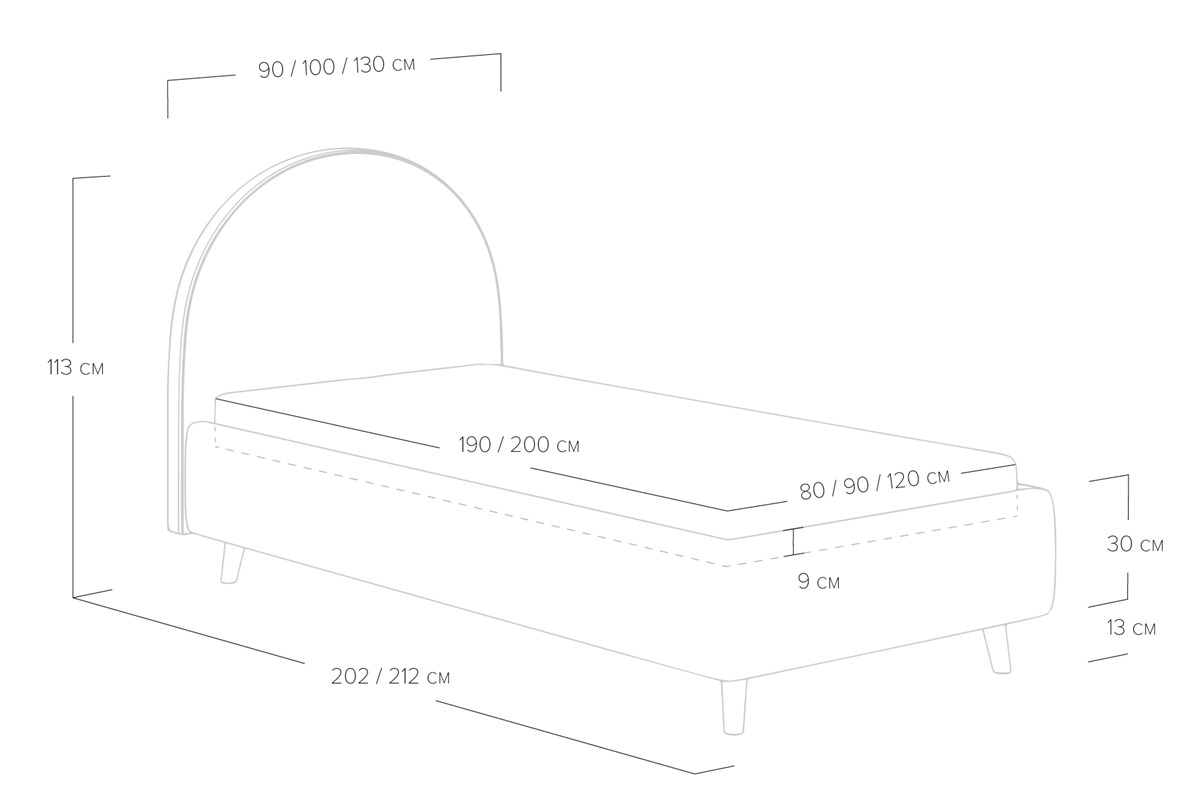 Схема детской односпальной кровати Рокси
