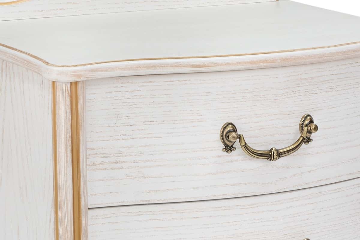 Ящик с ручкой прикроватной тумбы Джульетта 2 с декором золотая патина