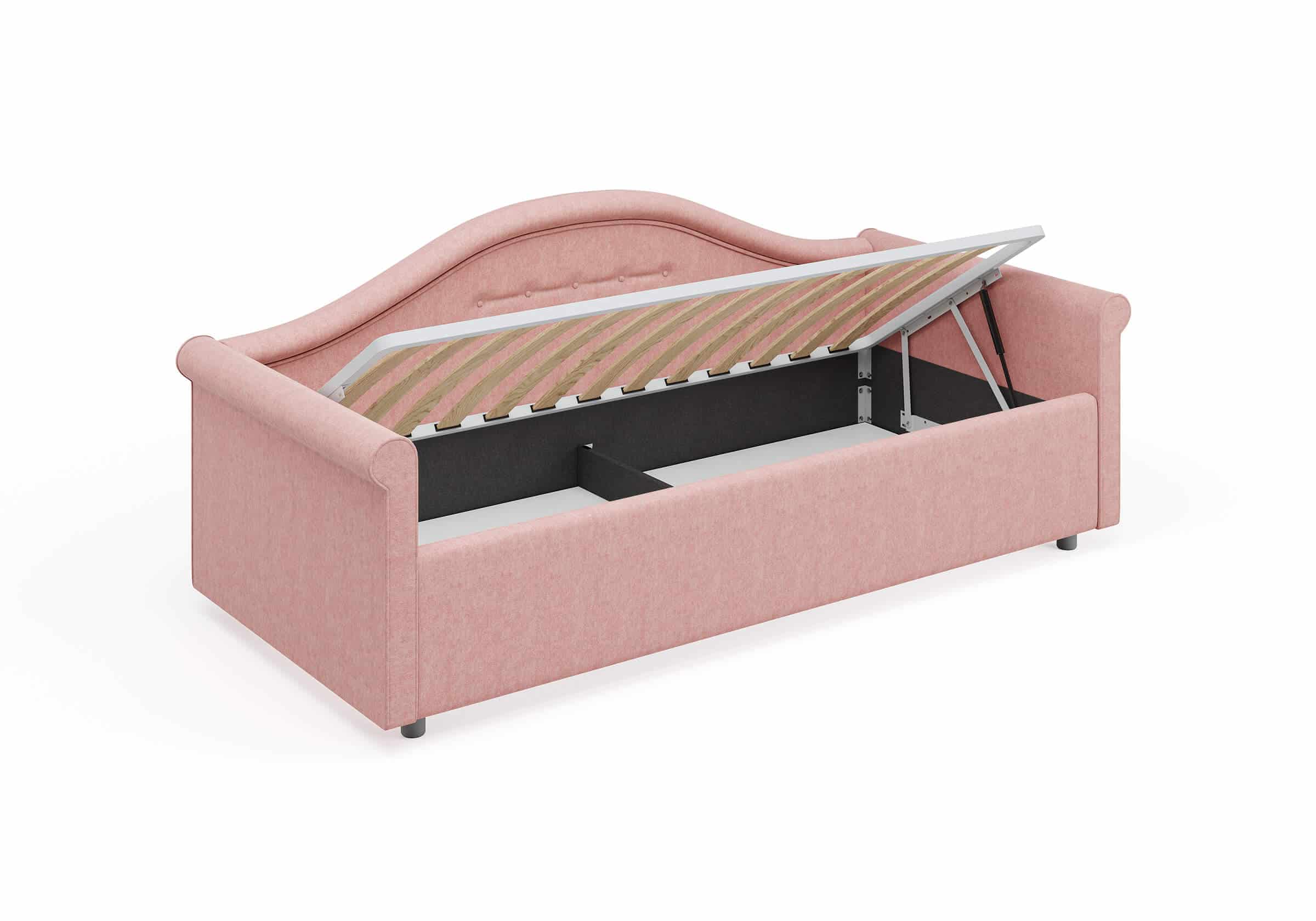 Подъёмный механизм с большим ящиком для хранения белья и вещей в детской кровати Мария