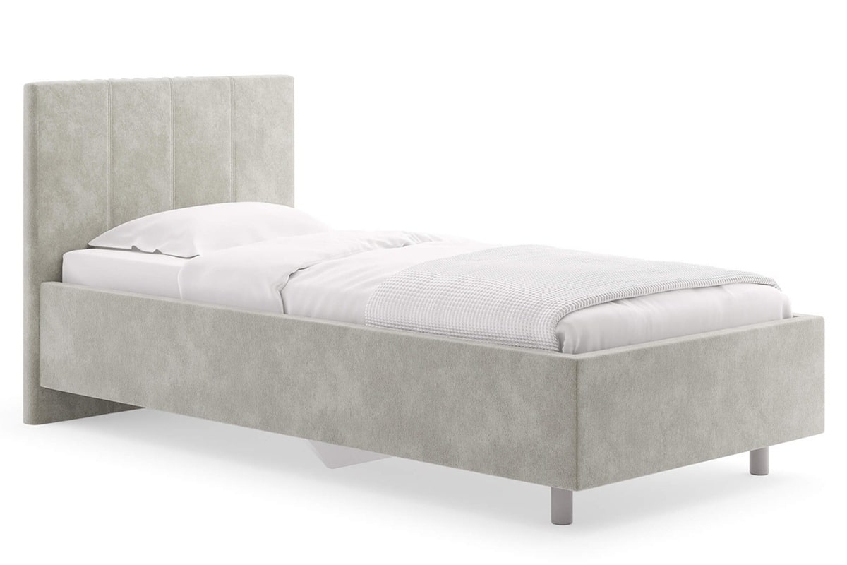 Односпальная кровать 90х200 Prato в сером велюре