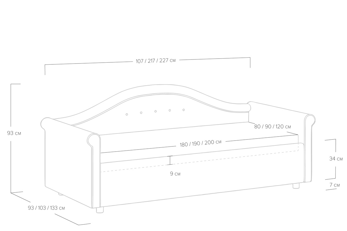 Схема размеров детской кровати Мария