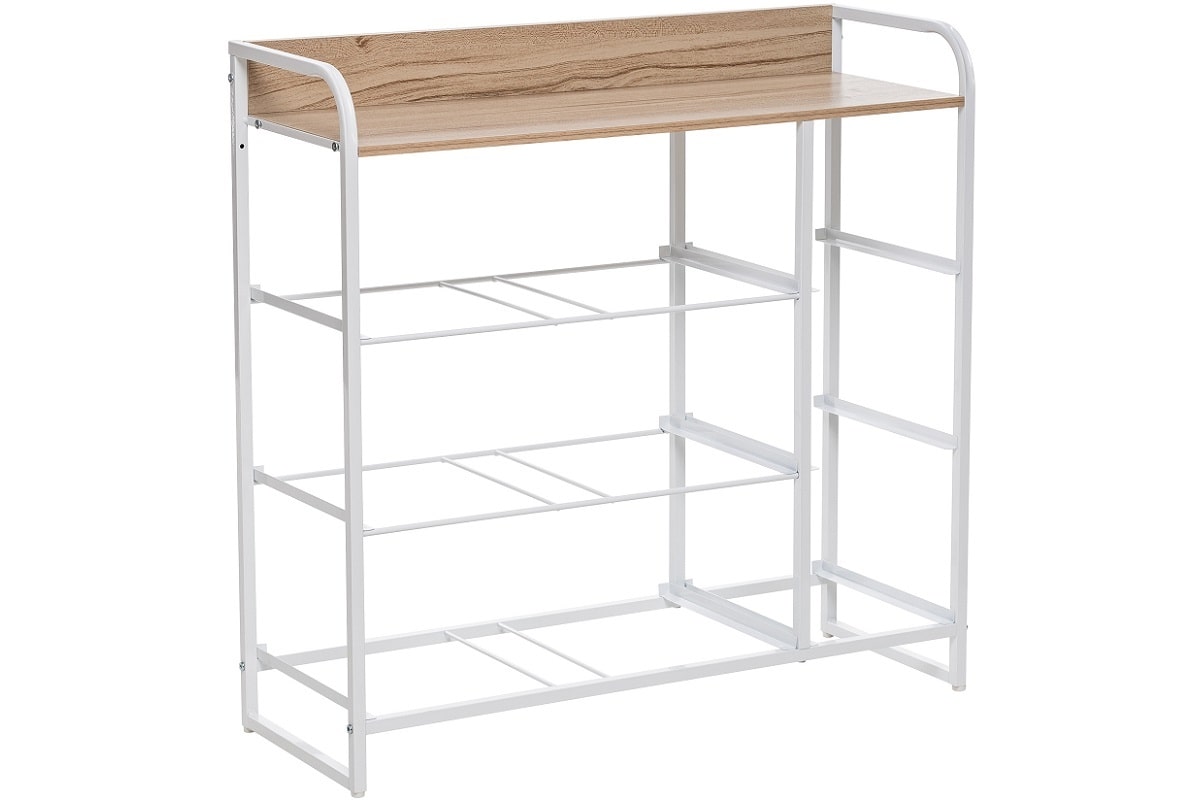 Белый металлический каркас и полка-столешница из МДФ цвета клён комода Ноа 7