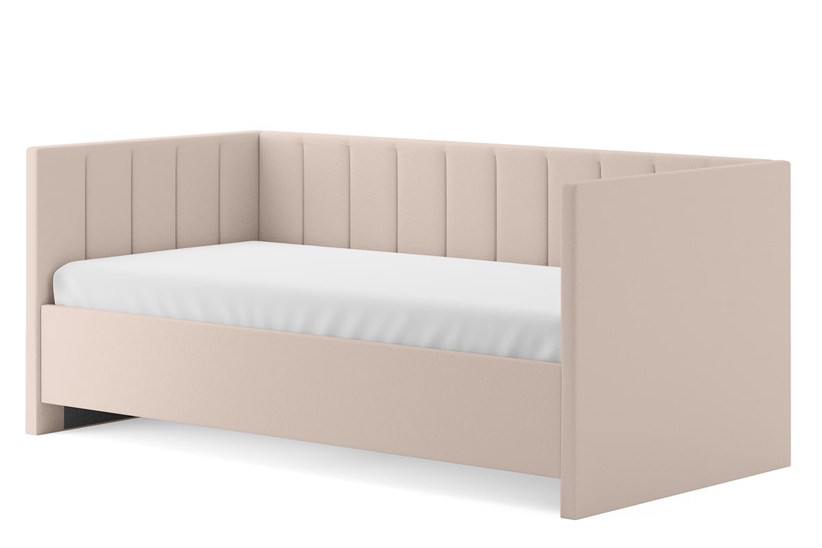 Детская кроватка Alice с высокими изголовьем и изножьем в бежевом велюре