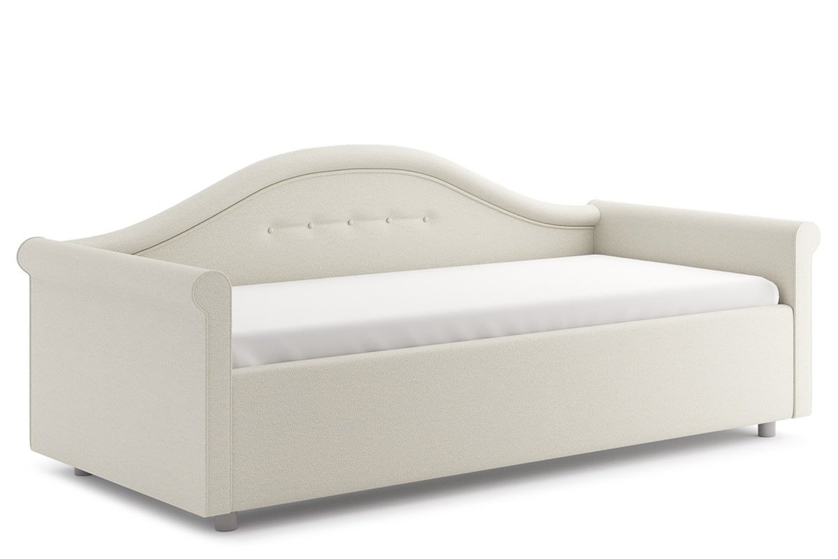 Белая детская кровать Мария с матрасом в велюре