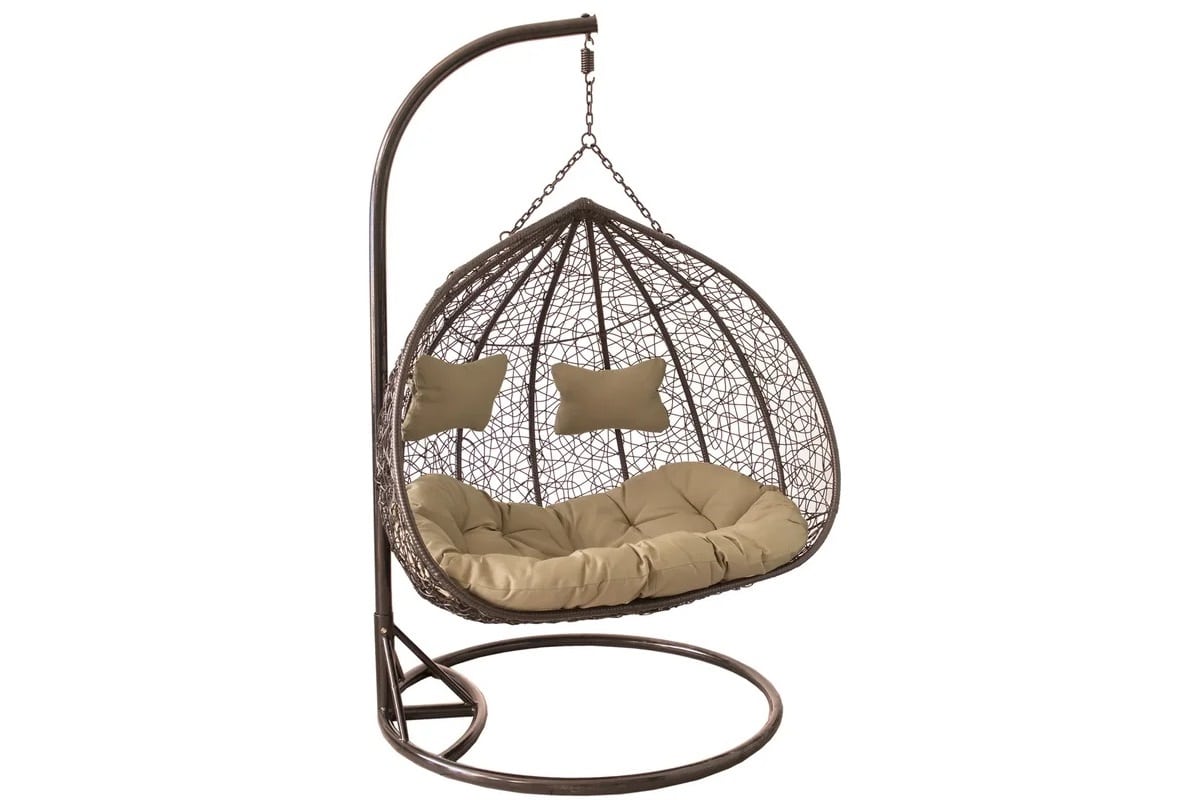 Фото коричневого подвесного кресла Leset Twins с сидением для двух человек