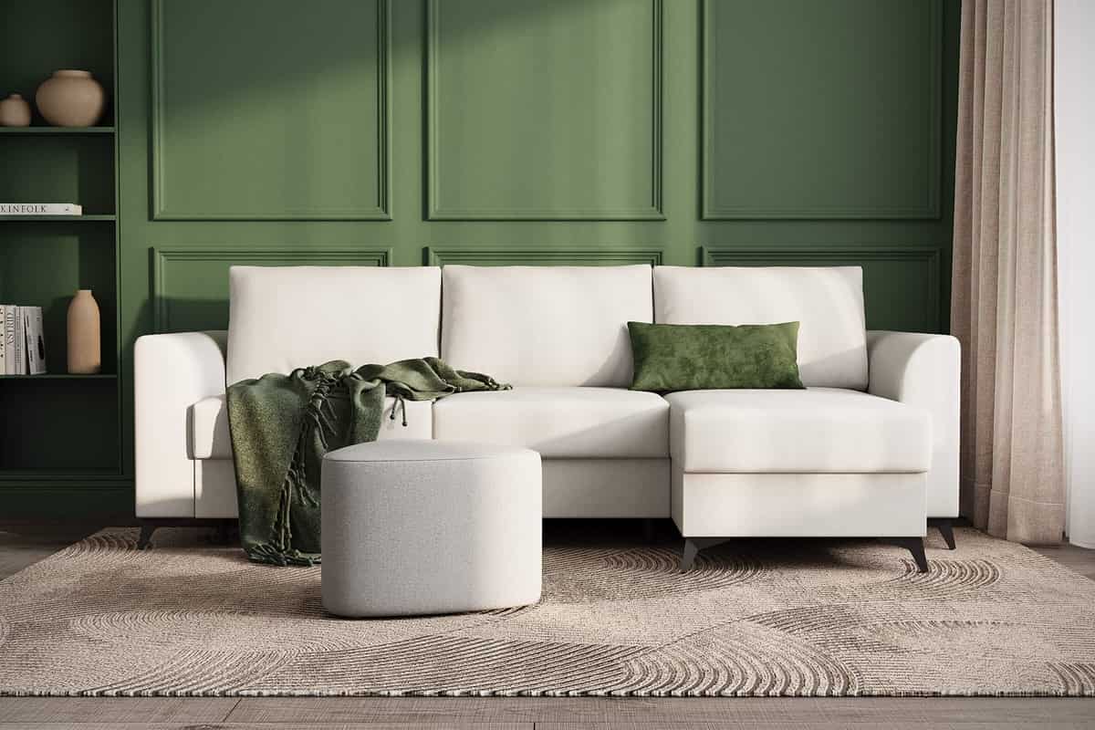 Фото углового дивана Дарио в белом велюре