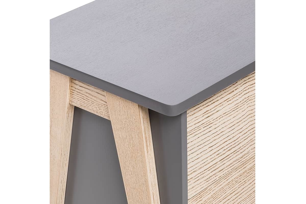 Дизайн столешницы прикроватной тумбы с 2 ящиками Сканди дуб - серый ясень