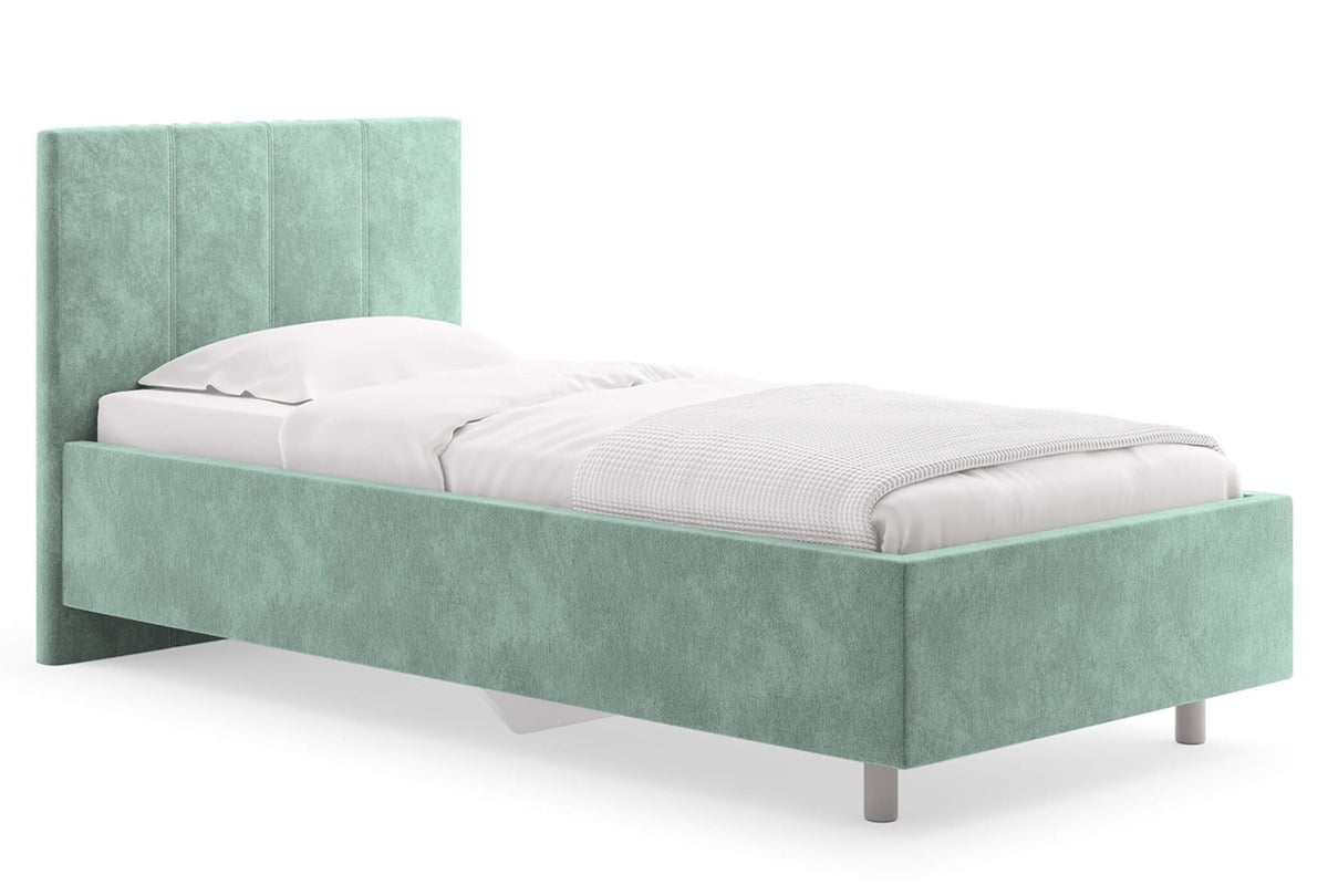 Односпальная кровать с матрасом Прато в светлом велюре