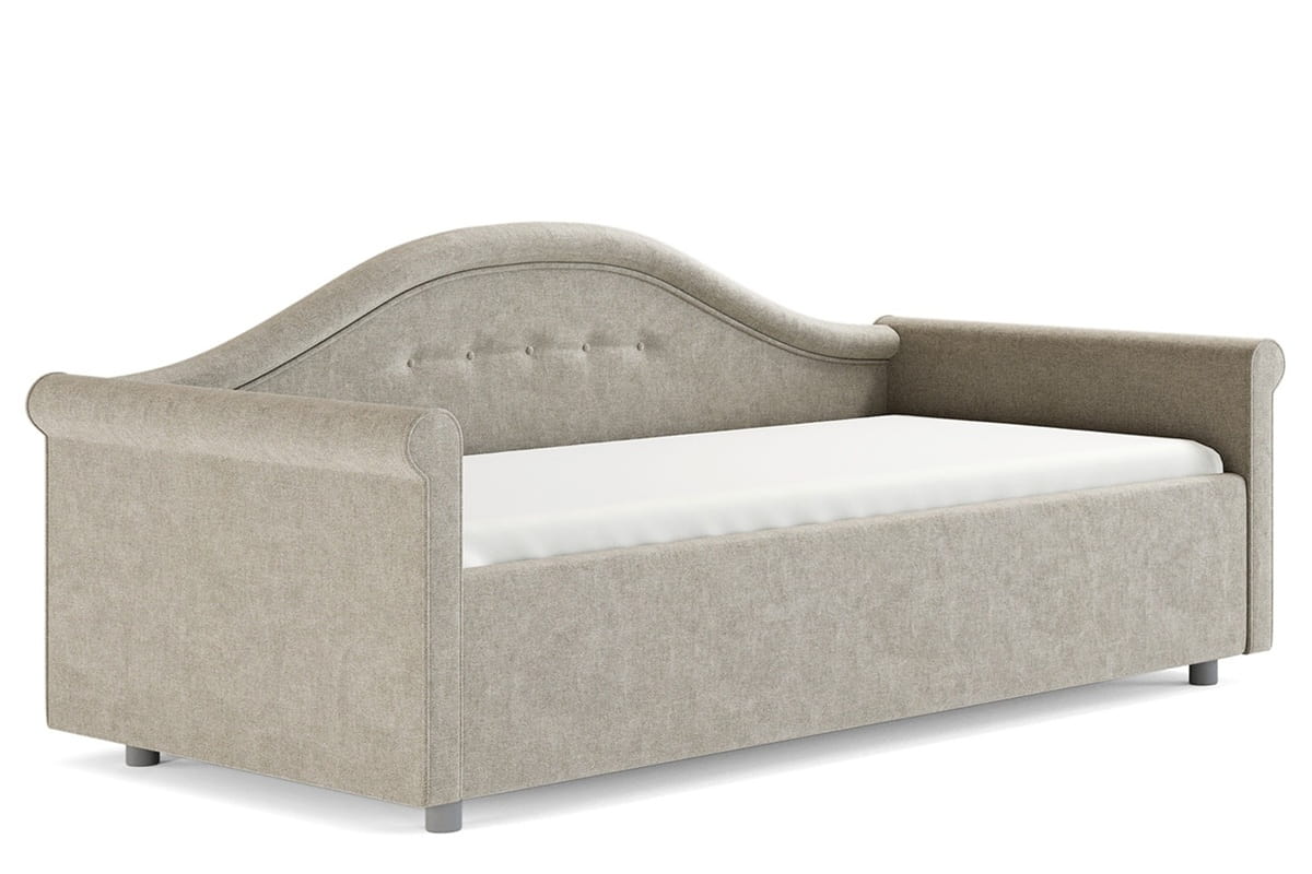 Детская кровать с матрасом Мария в велюре бежевого цвета