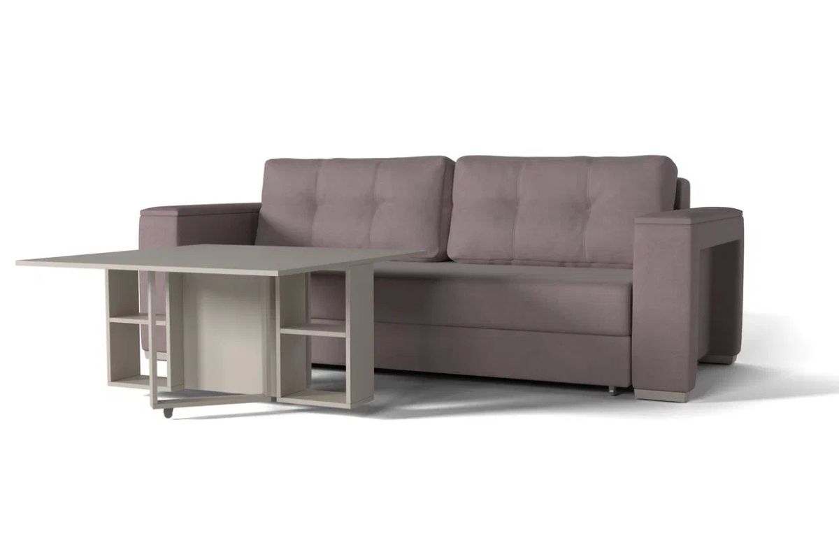 Диван-кровать еврокнижка со столом и полками Цезарь