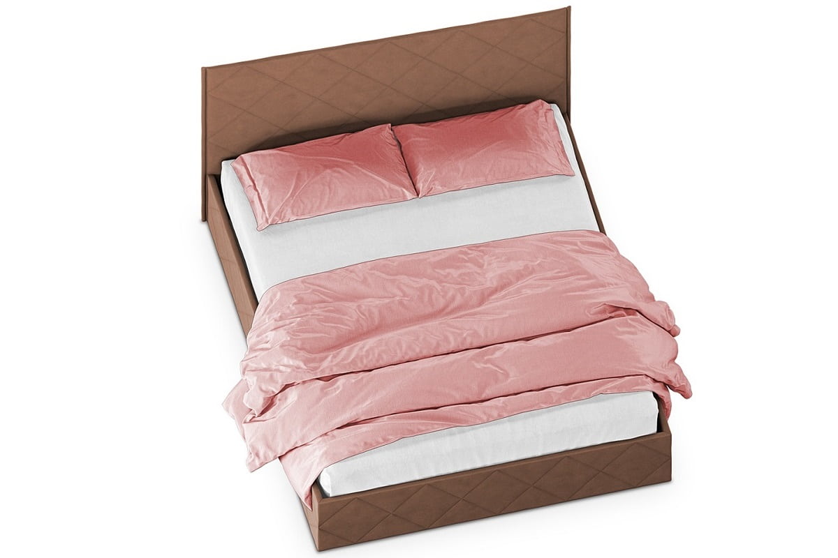 Двуспальная кровать Фельден с матрасом и розовым покрывалом