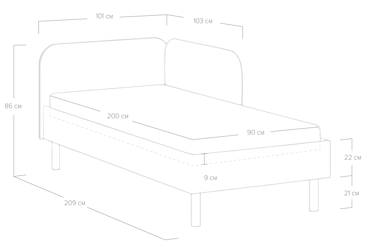 Схема размеров кровати Юлия