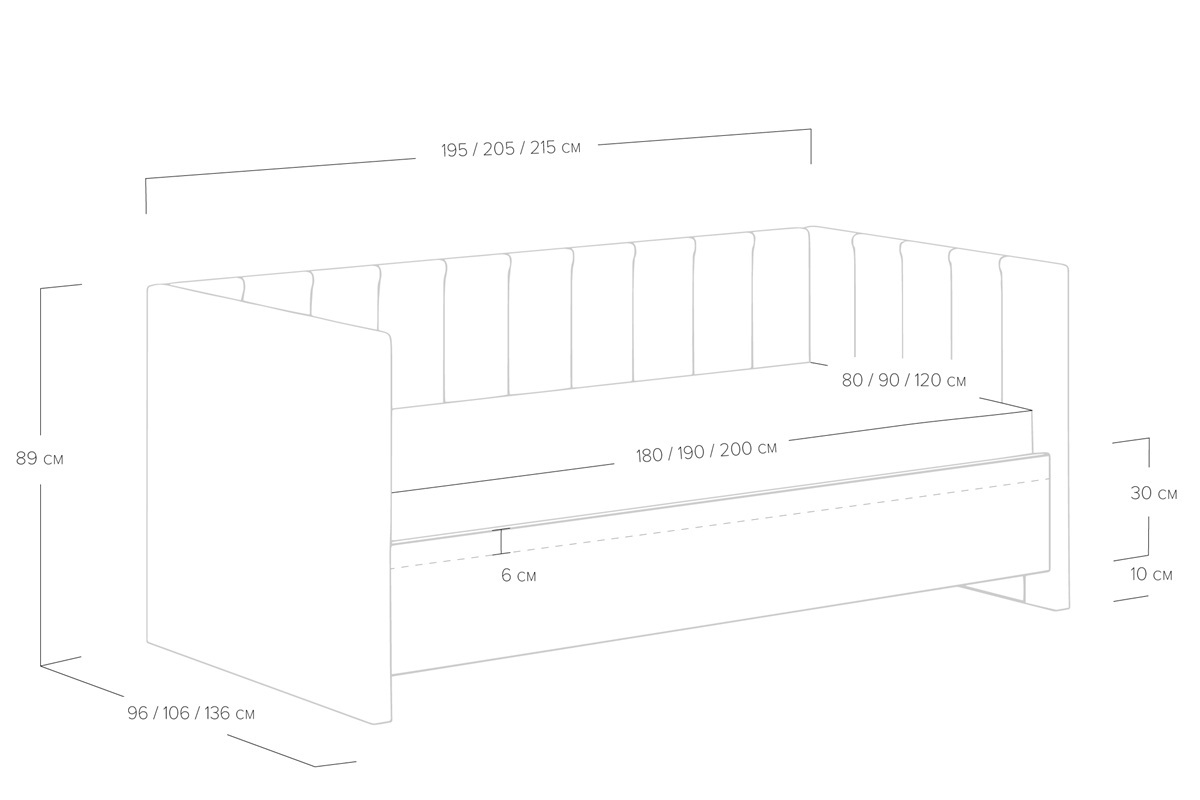 Схема размеров кровати Alice