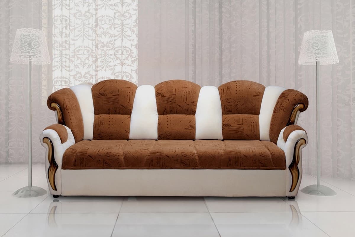 Фото дивана дельфин Тюльпан в интерьере гостиной комнаты