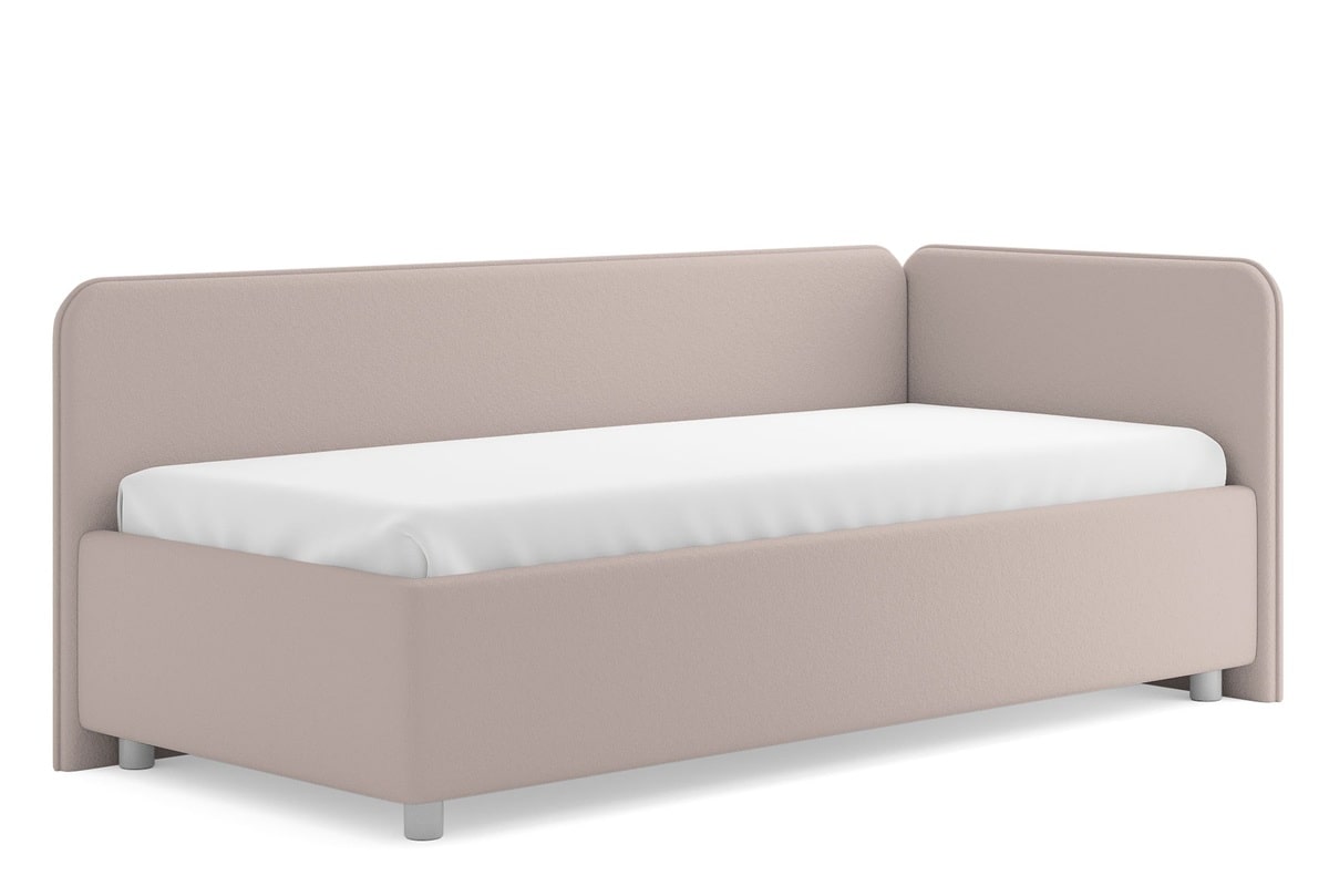 Детская односпальная кровать с матрасом Capri в бежевом велюре