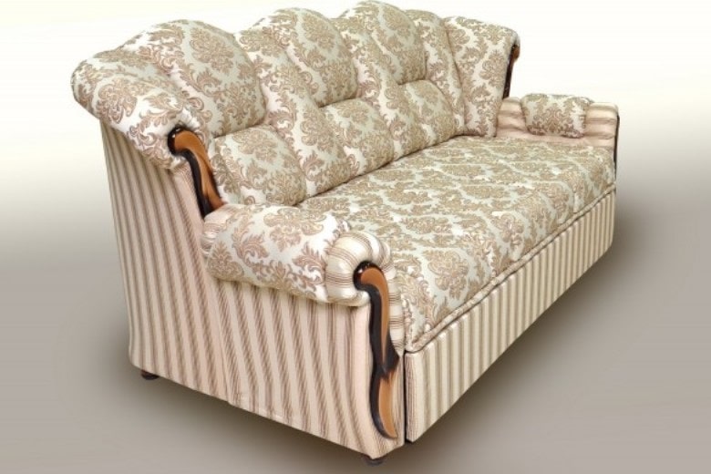 Завитой подлокотник с деревянным декором дивана дельфин Тюльпан