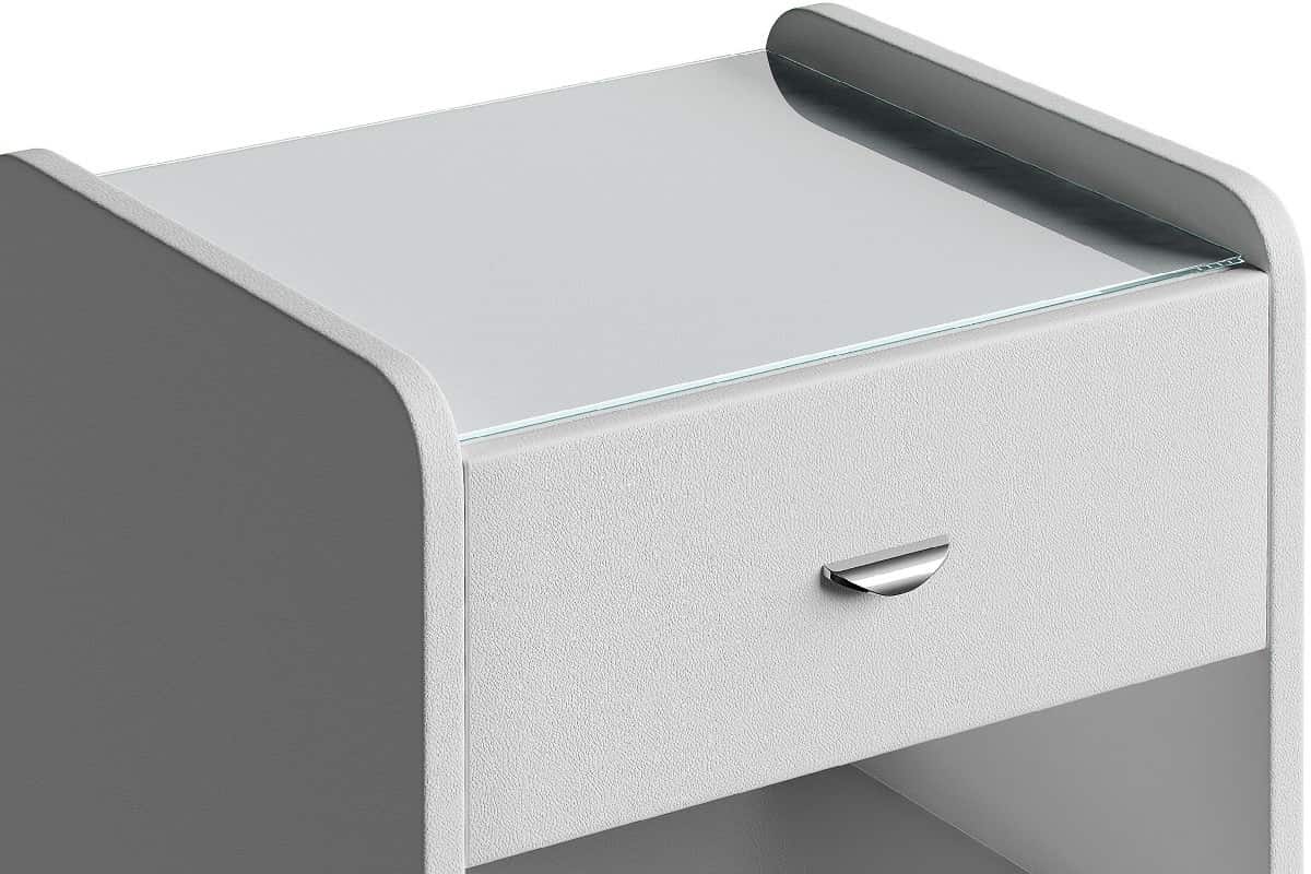 Ящик для хранения и столешница со стеклом прикроватной тумбы Сонум Люкс 1