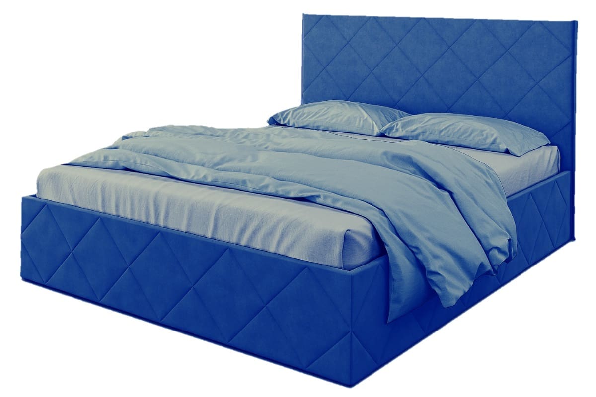 Фото двуспальной кровати Фельден в синем цвете