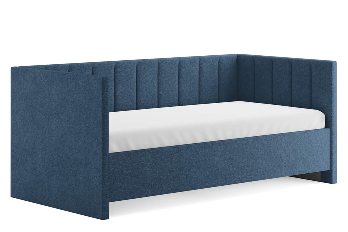 Детская односпальная кровать Alice с матрасом в синем велюре
