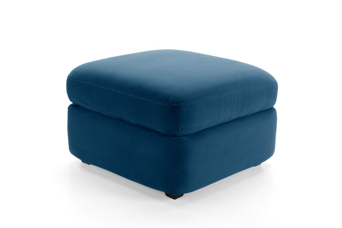 Мягкий пуфик в спальню Стелф в синем велюре