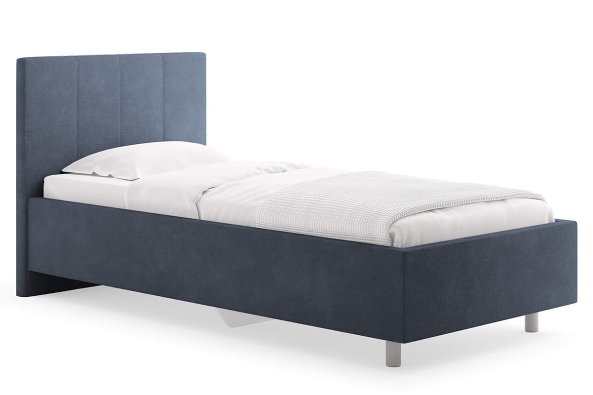 Кровать Prato для подростка мальчика с матрасом в синем велюре