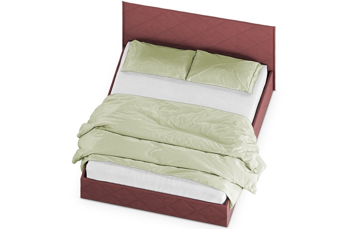 Фото двуспальной кровати Фельден с матрасом и постельными принадлежностями