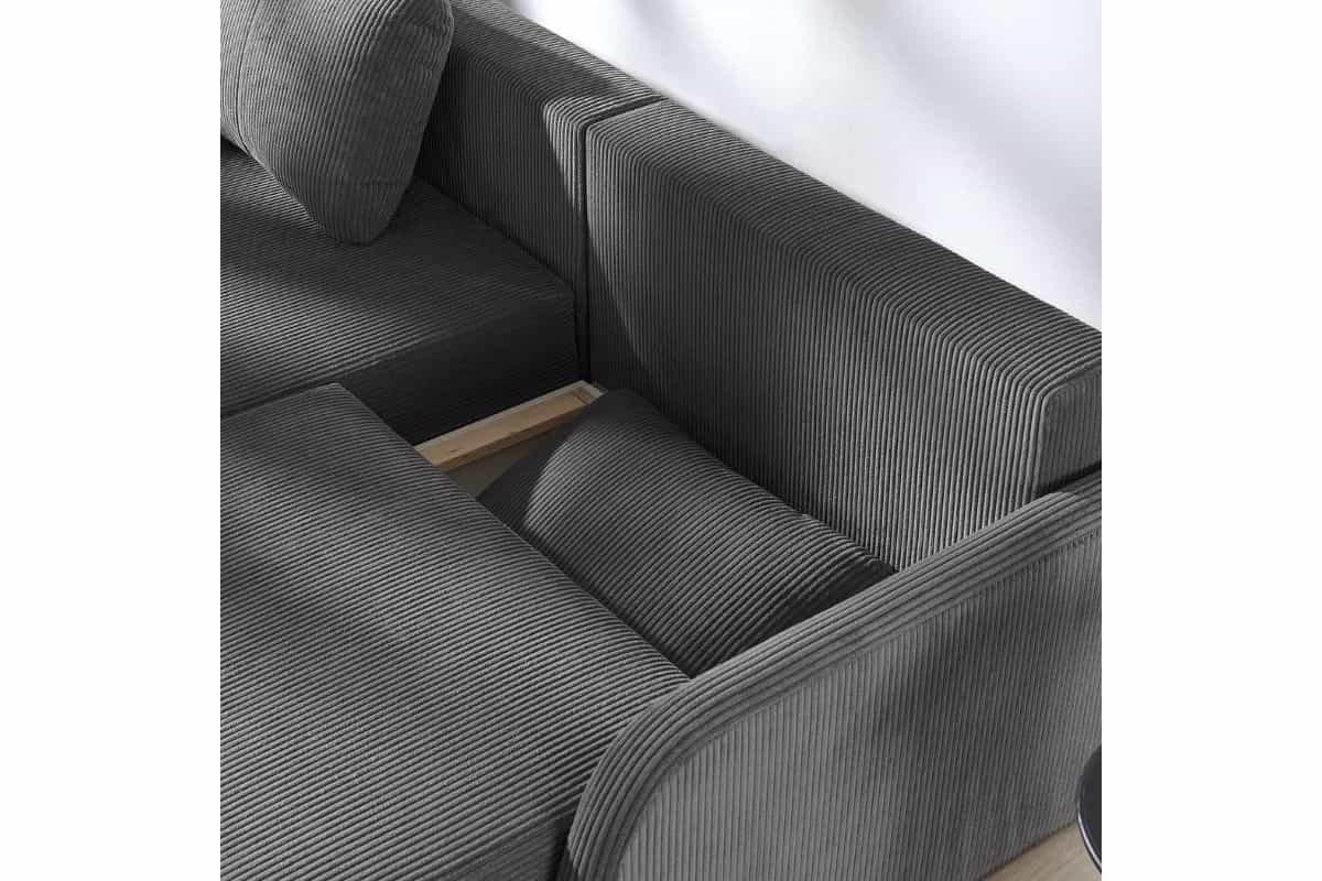 Фото ящика для белья и мягких подушек в угловом диване Руби