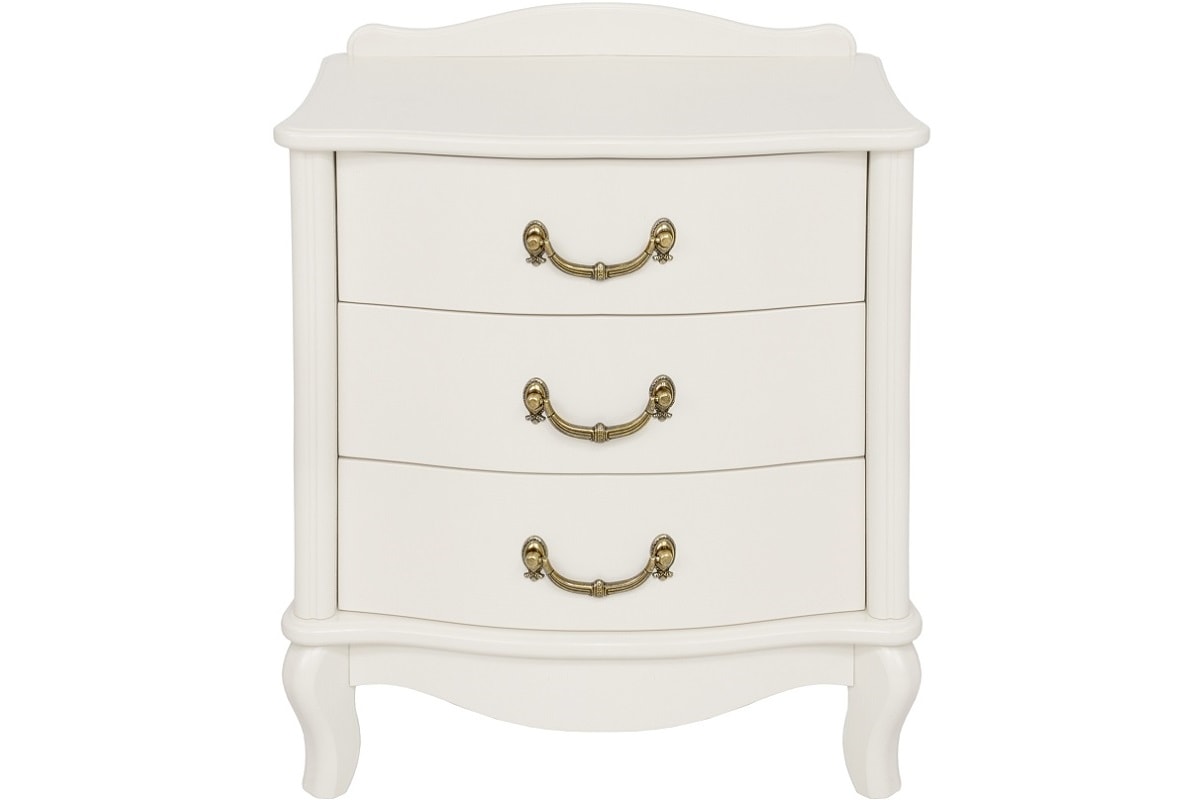 Белая прикроватная тумба Джульетта 3 с тремя выдвижными ящиками на ножках
