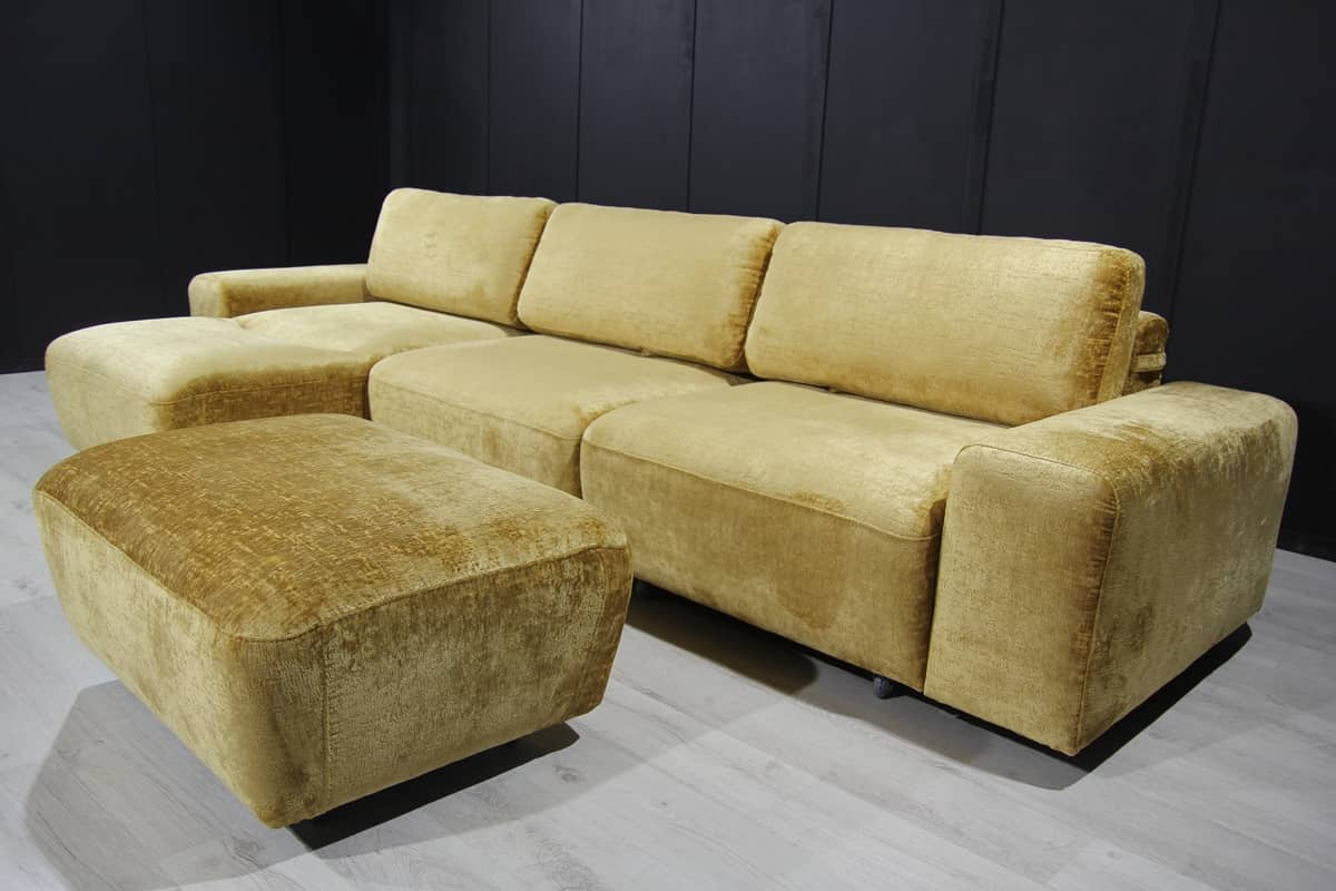 Большой угловой модульный диван Бостон с пуфом