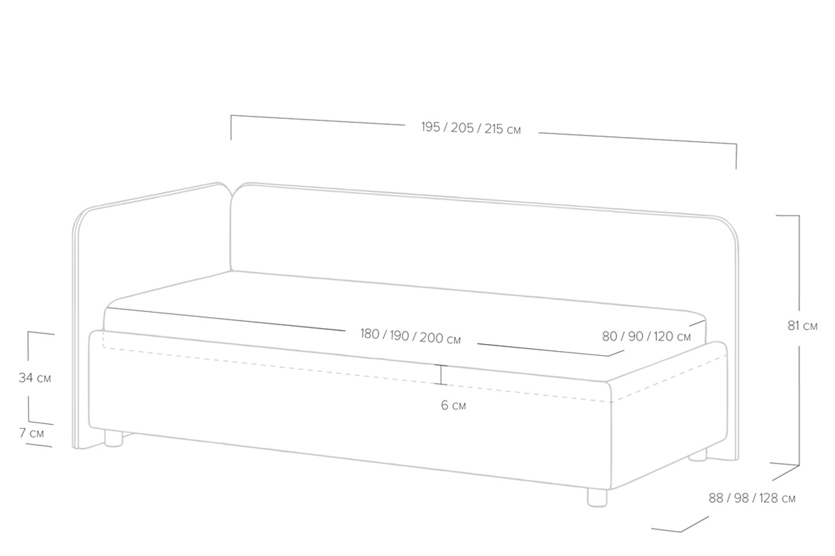 Схема размеров кровати Капри