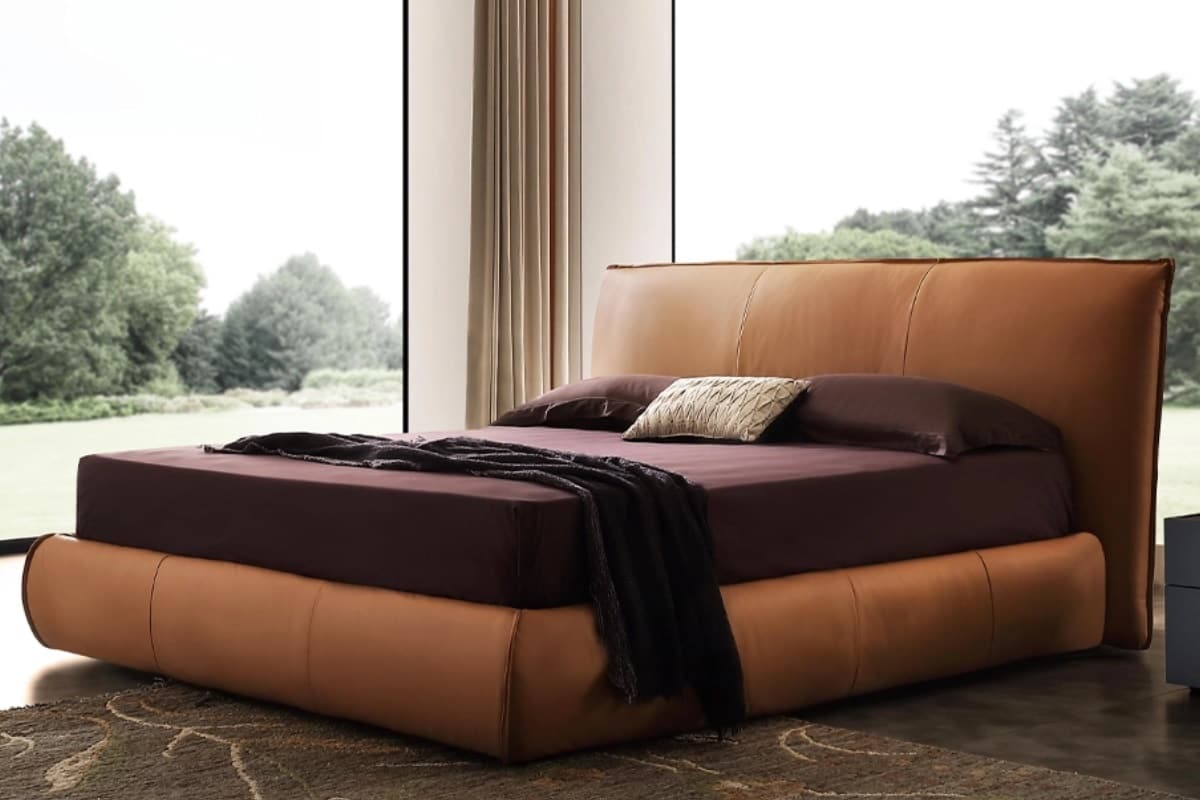 Кожаная кровать Урбана в коричневой натуральной коже — купить в Restmebel.ru