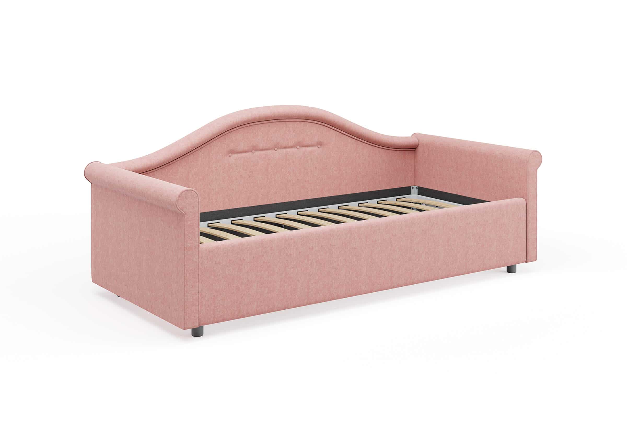 Высокие боковины с закруглением и ортопедическое основание под матрас детской кровати Мария