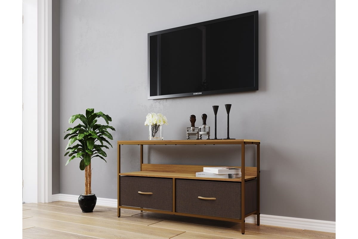 Интерьер гостиной комнаты в скандинавском стиле с комодом Локи 2 ящика