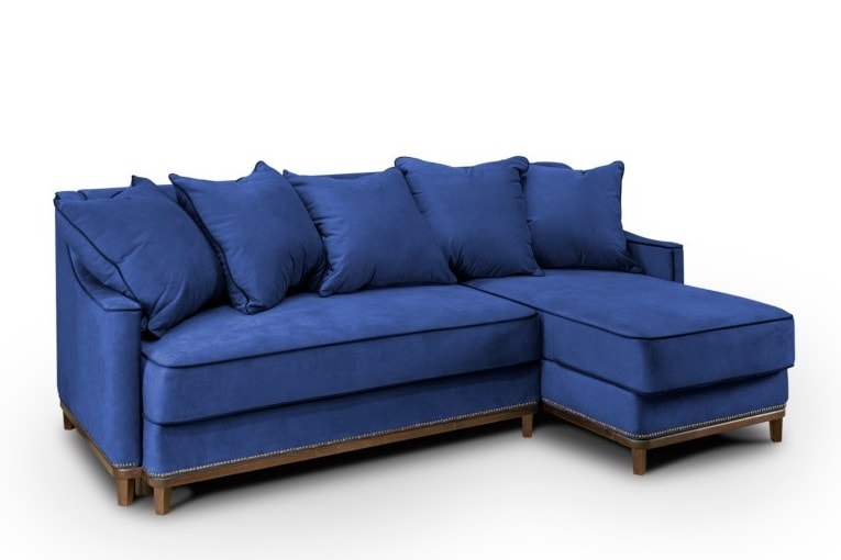 Синий угловой диван Новалис