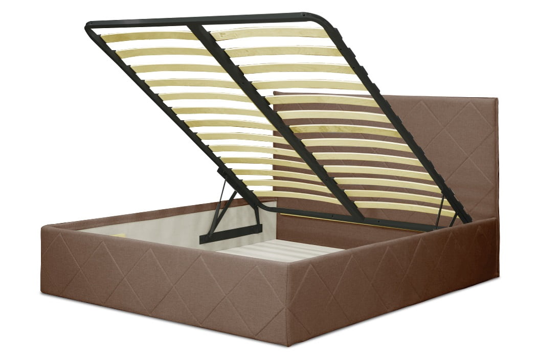 Фото подъемного механизма с ортопедическим основанием и ящика для белья кровати Фельден