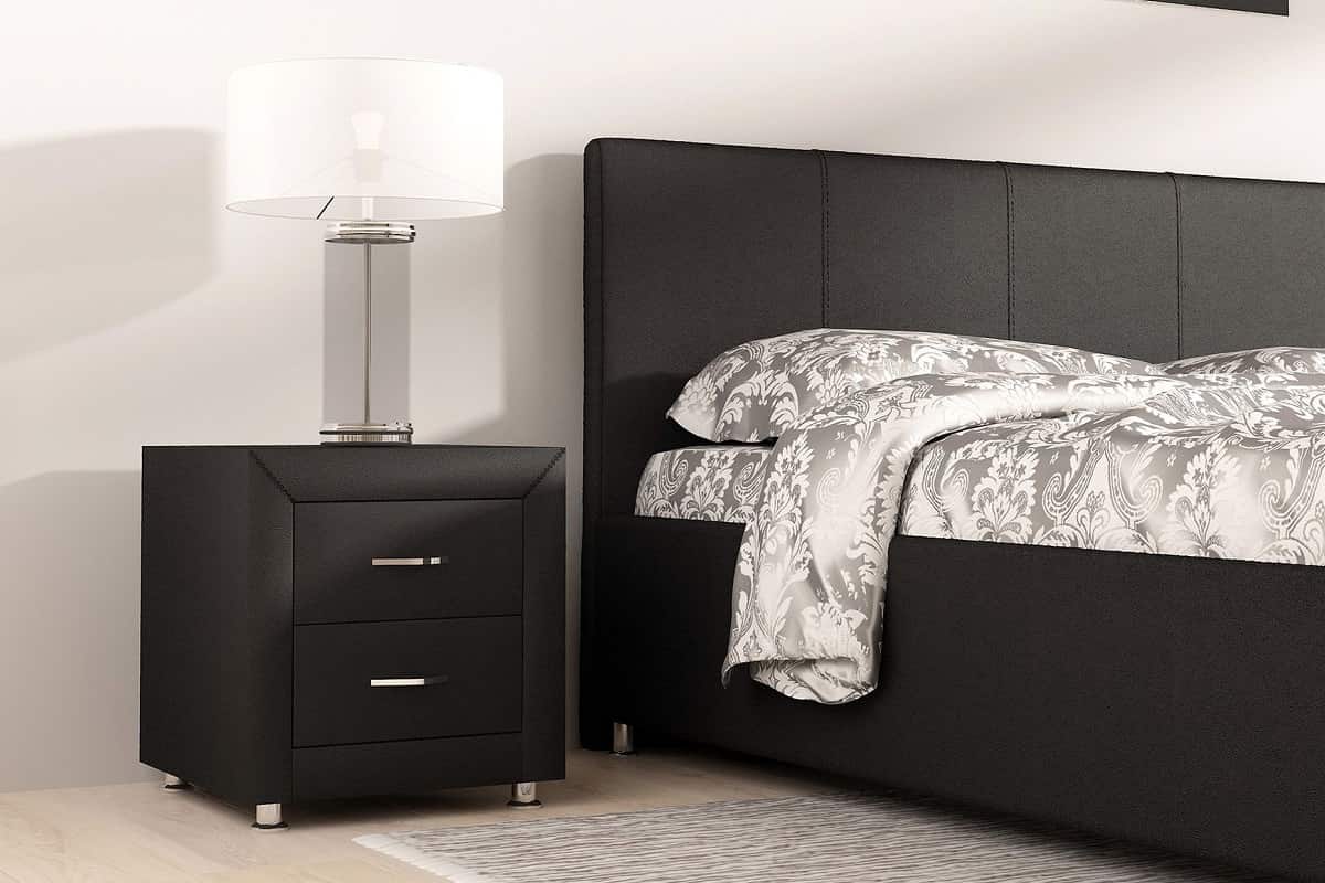 Прикроватная тумба Сонум черного цвета в интерьере сальной комнаты